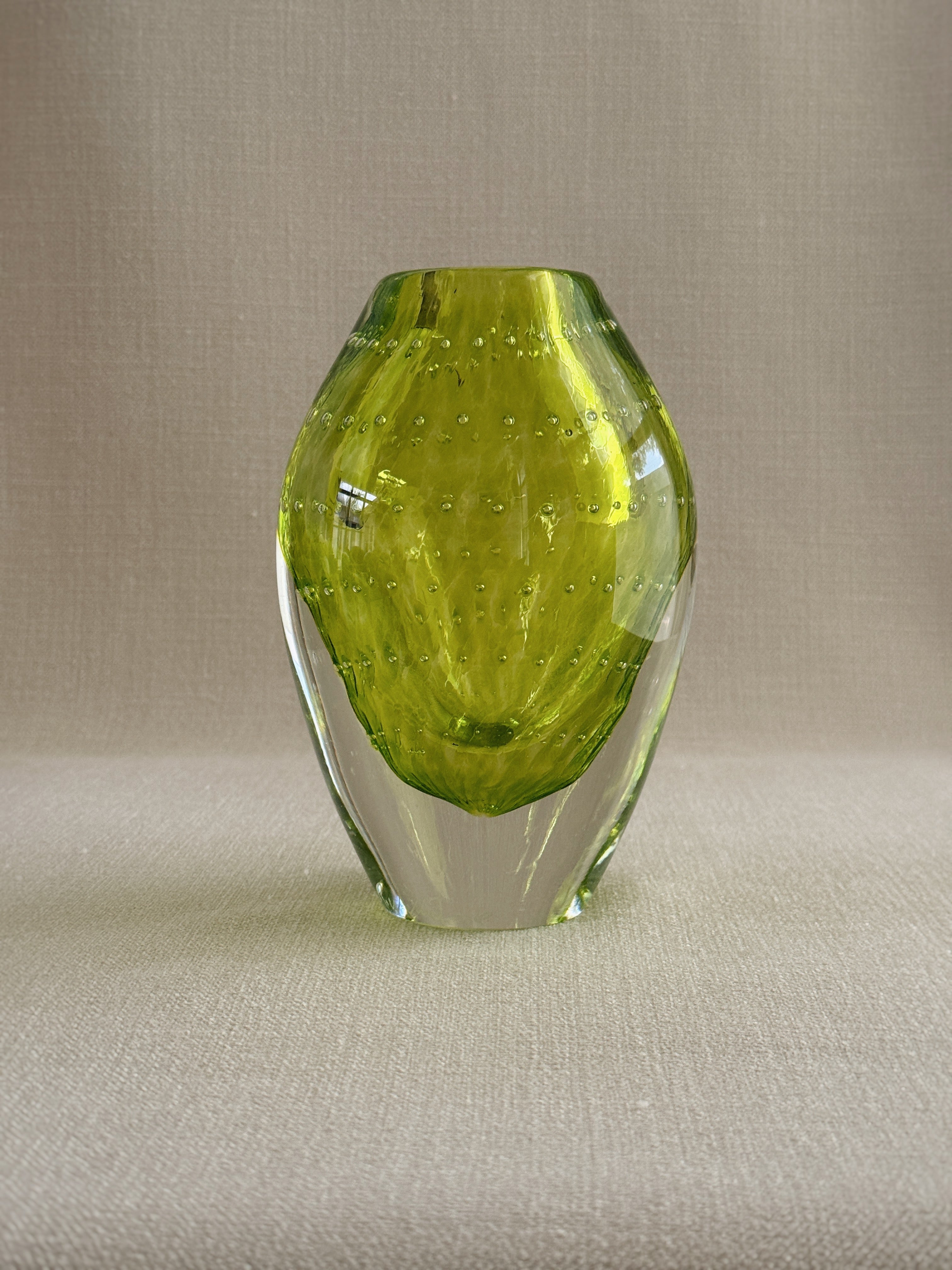 Hand-Blown Bubble Vase — Olive