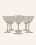 Laurel Leaf Etched Hand-Blown Crystal Coupe Glasses, Set of 9