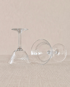 Laurel Leaf Etched Hand-Blown Crystal Coupe Glasses, Set of 9