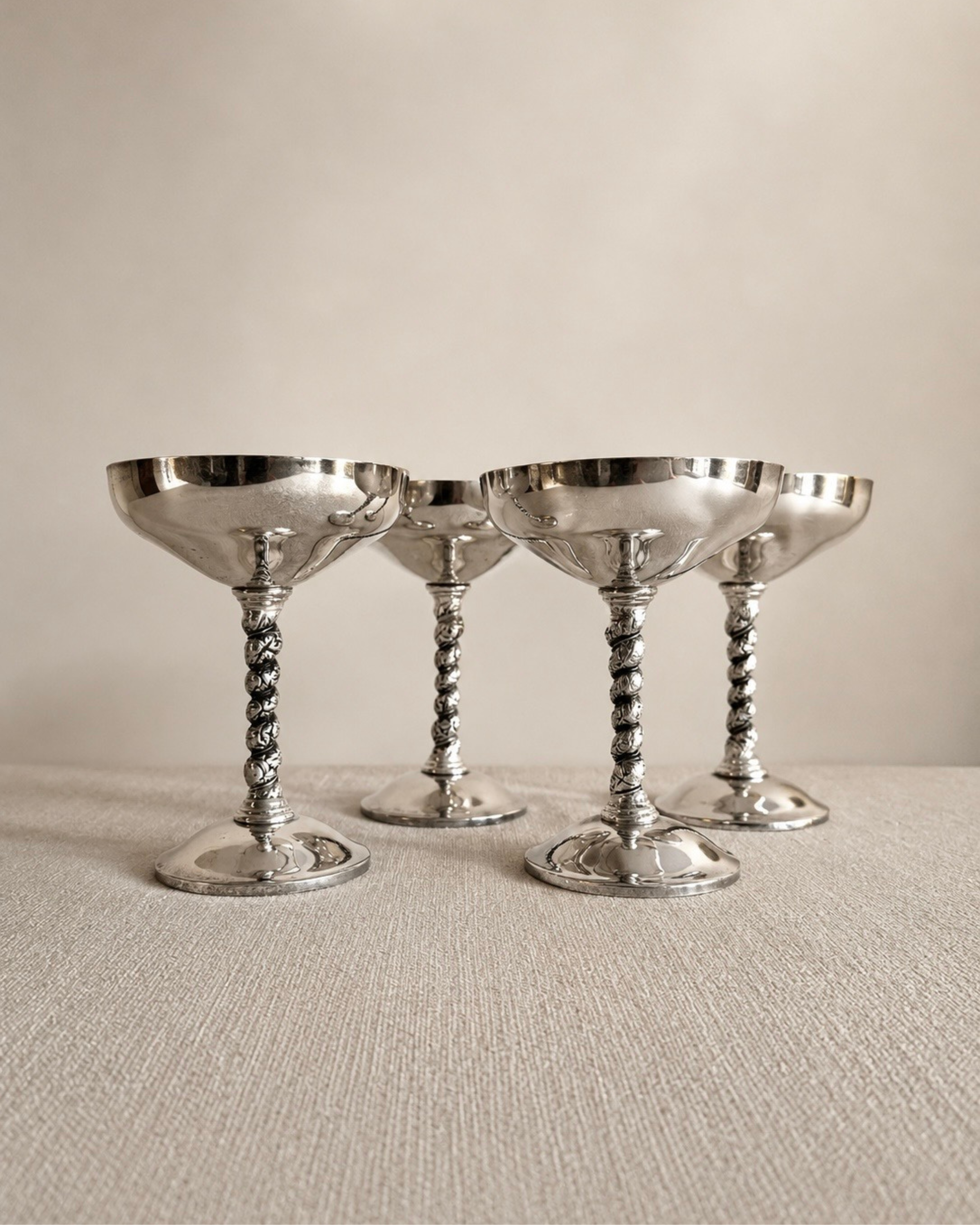 Vintage Spanish Silver-Plated Coupes, Set of Four