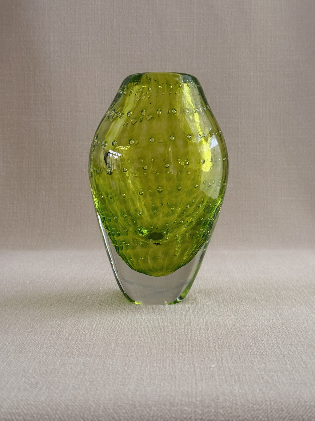 Hand-Blown Bubble Vase — Olive