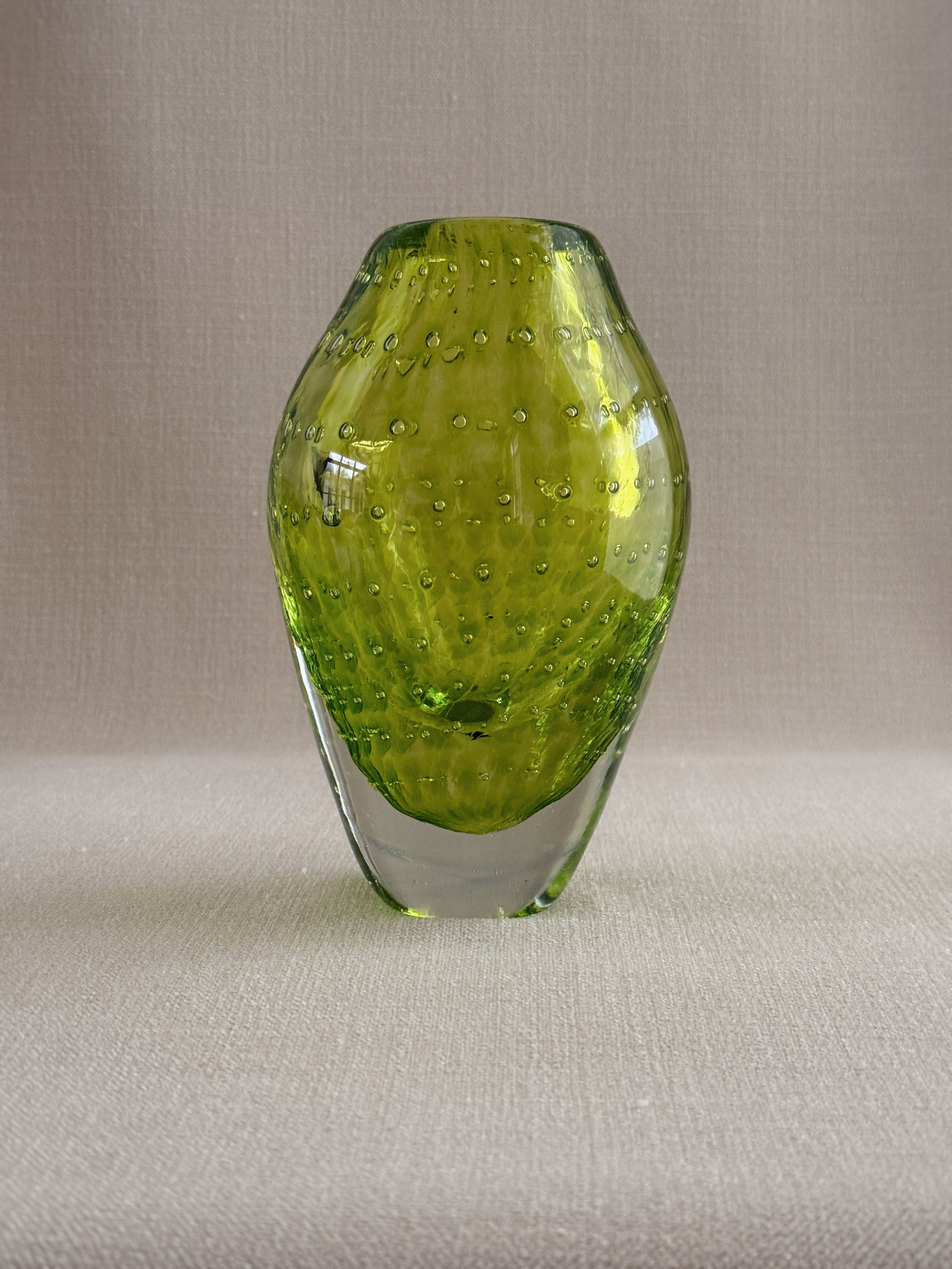 Hand-Blown Bubble Vase — Olive