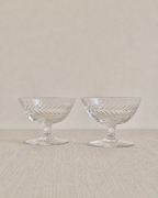 Laurel Leaf Etched Hand-Blown Crystal Coupes, Set of 2