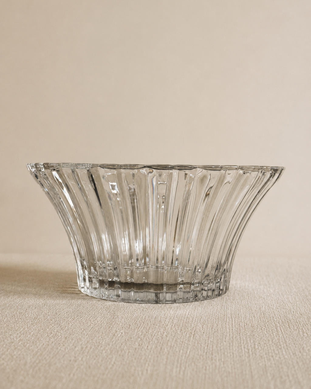 Vintage Ribbed Crystal Centerpiece Bowl