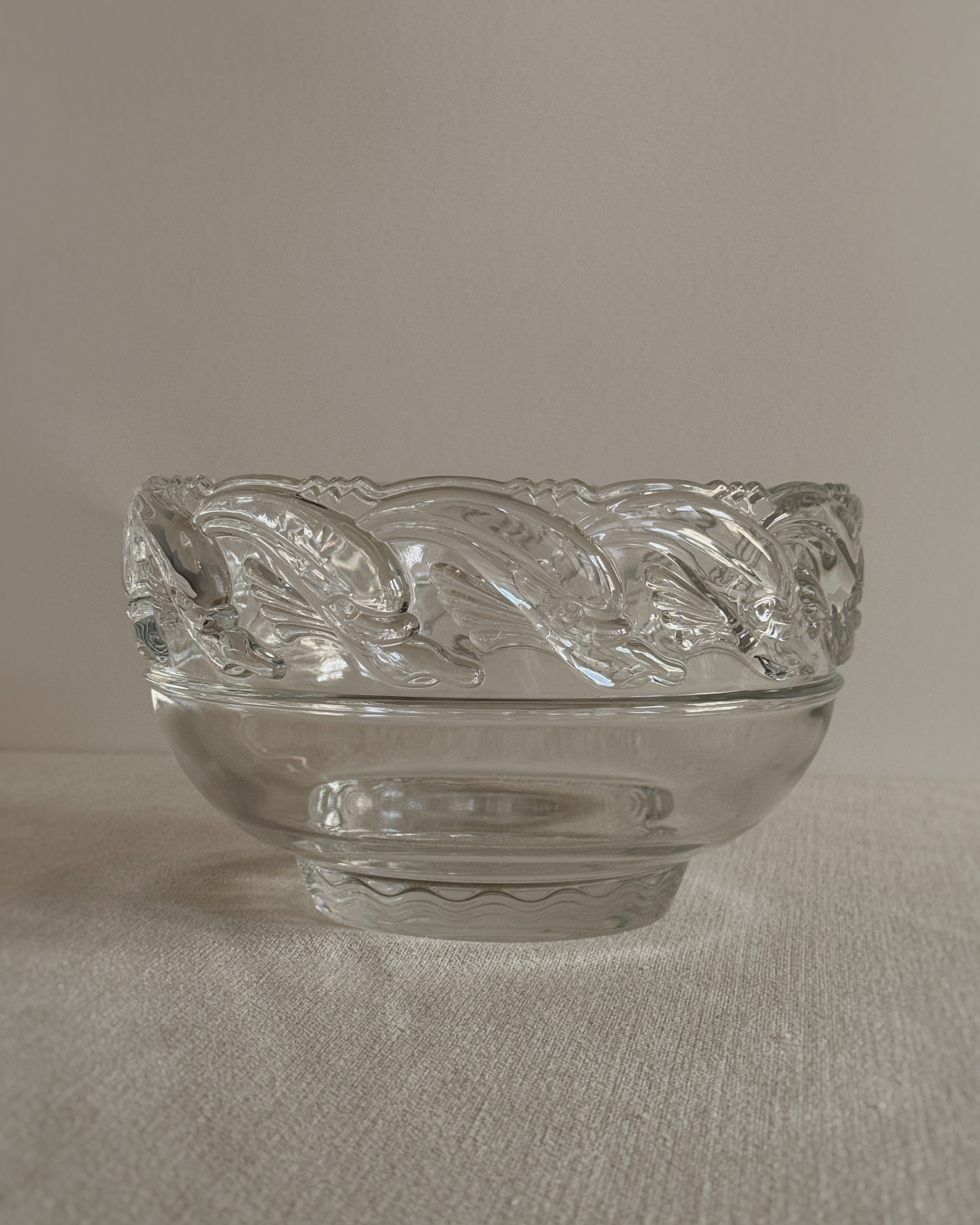 Vintage Tiffany & Co. Crystal Dolphin Bowl