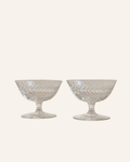 Laurel Leaf Etched Hand-Blown Crystal Coupes, Set of 2