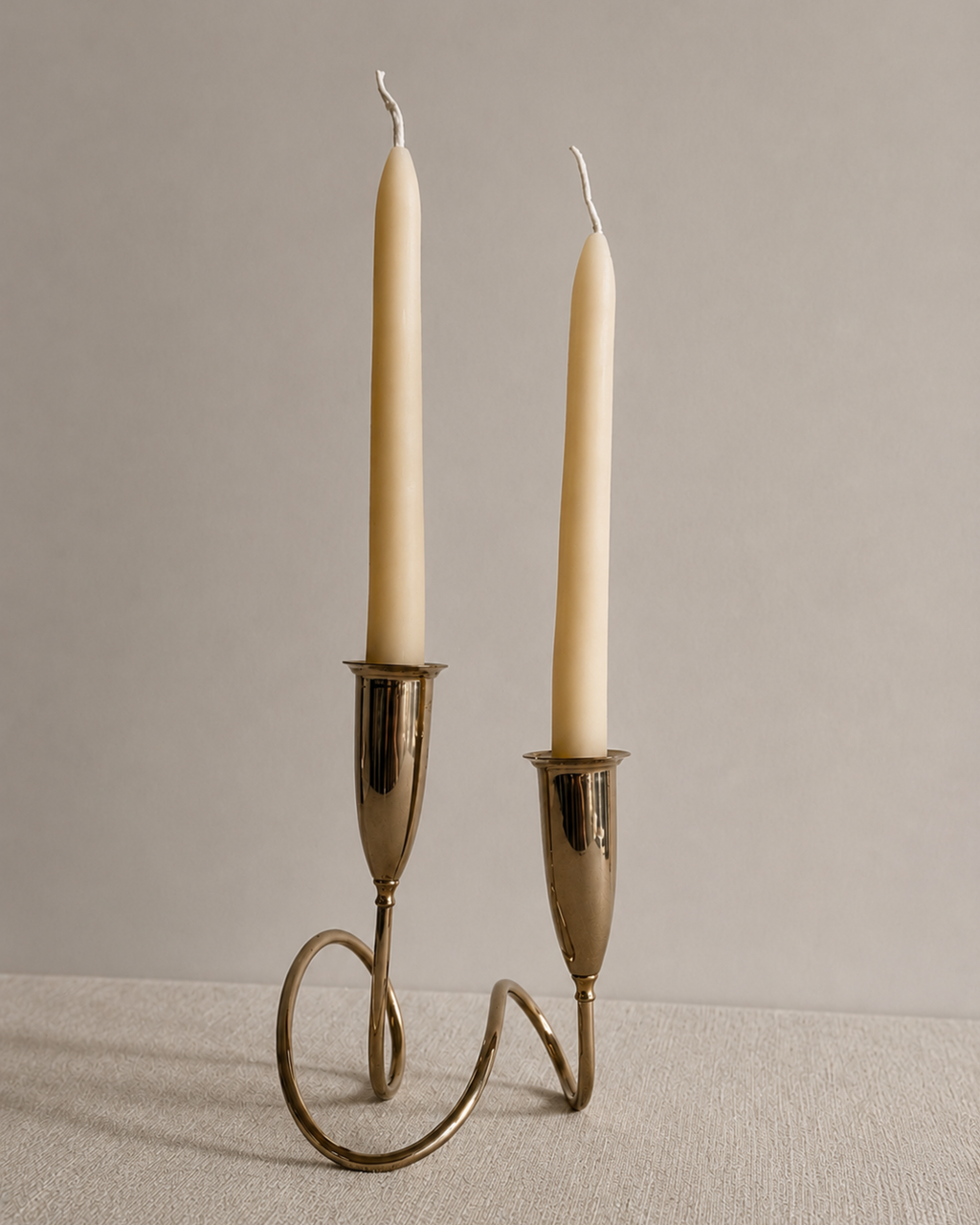 Vintage Brass Modernist Candlestick by Napier