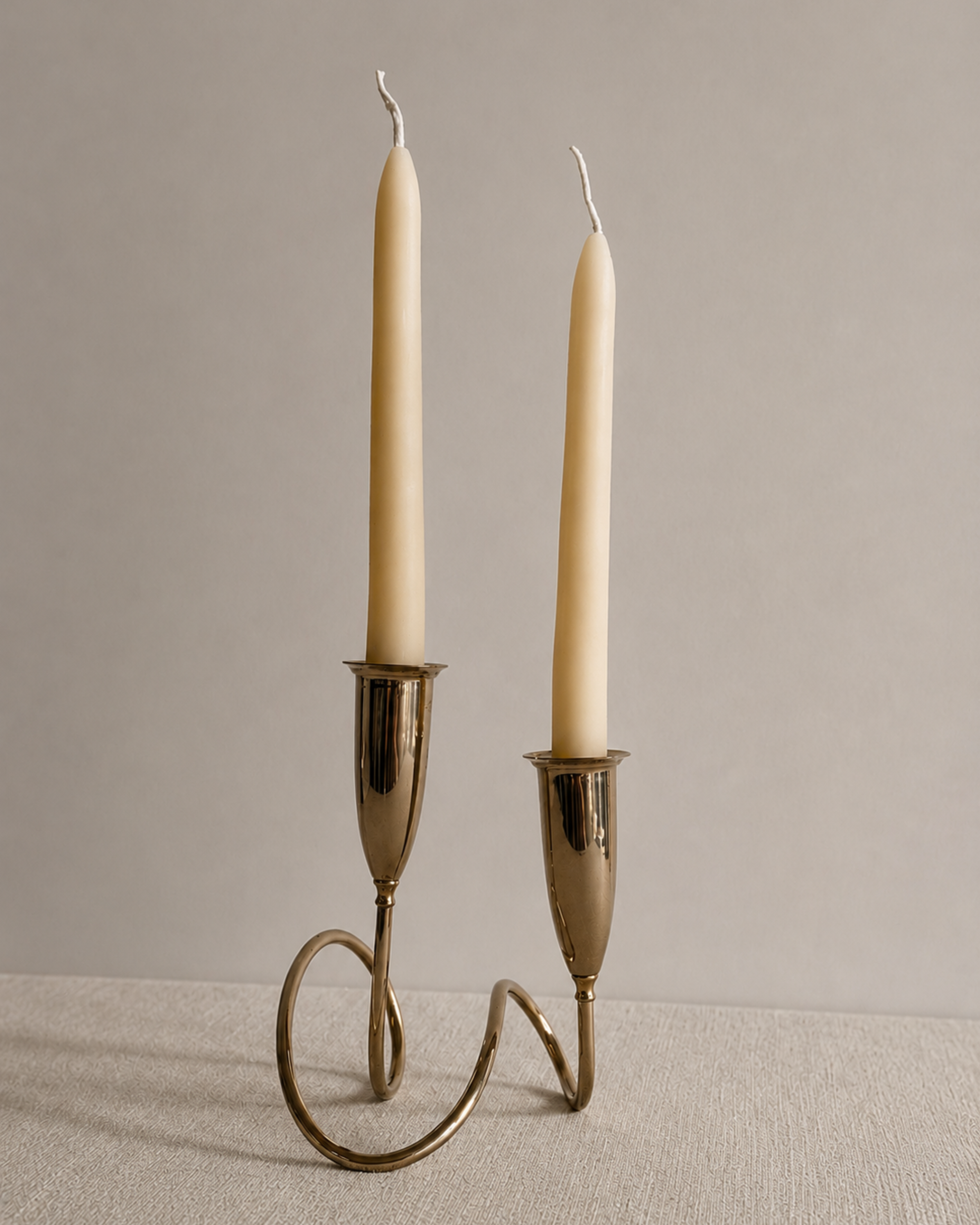 Vintage Brass Modernist Candlestick by Napier