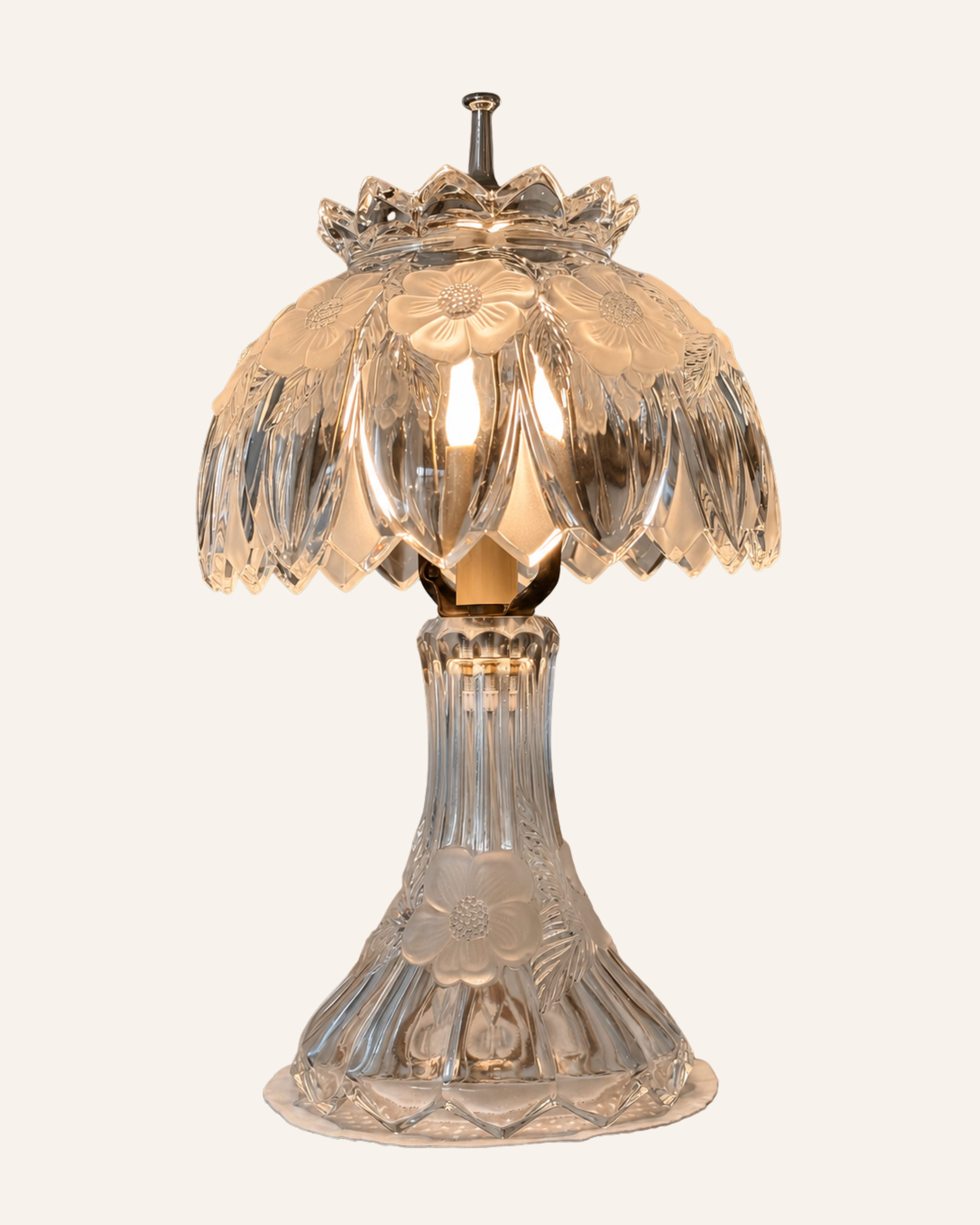 Vintage Floral Crystal Boudoir Lamp
