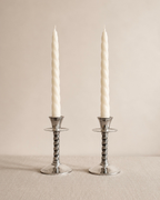 Vintage Spanish Silver-Plated Candlesticks, Set of Two