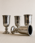 Vintage Pewter Drinking Goblets, Set of Four