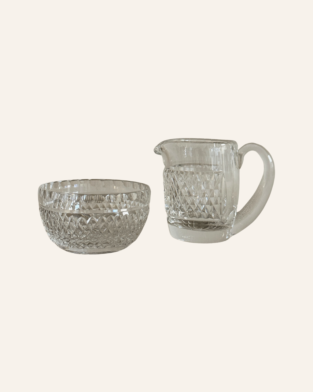 Vintage Waterford Crystal Colleen Dessert Bowl & Creamer Set