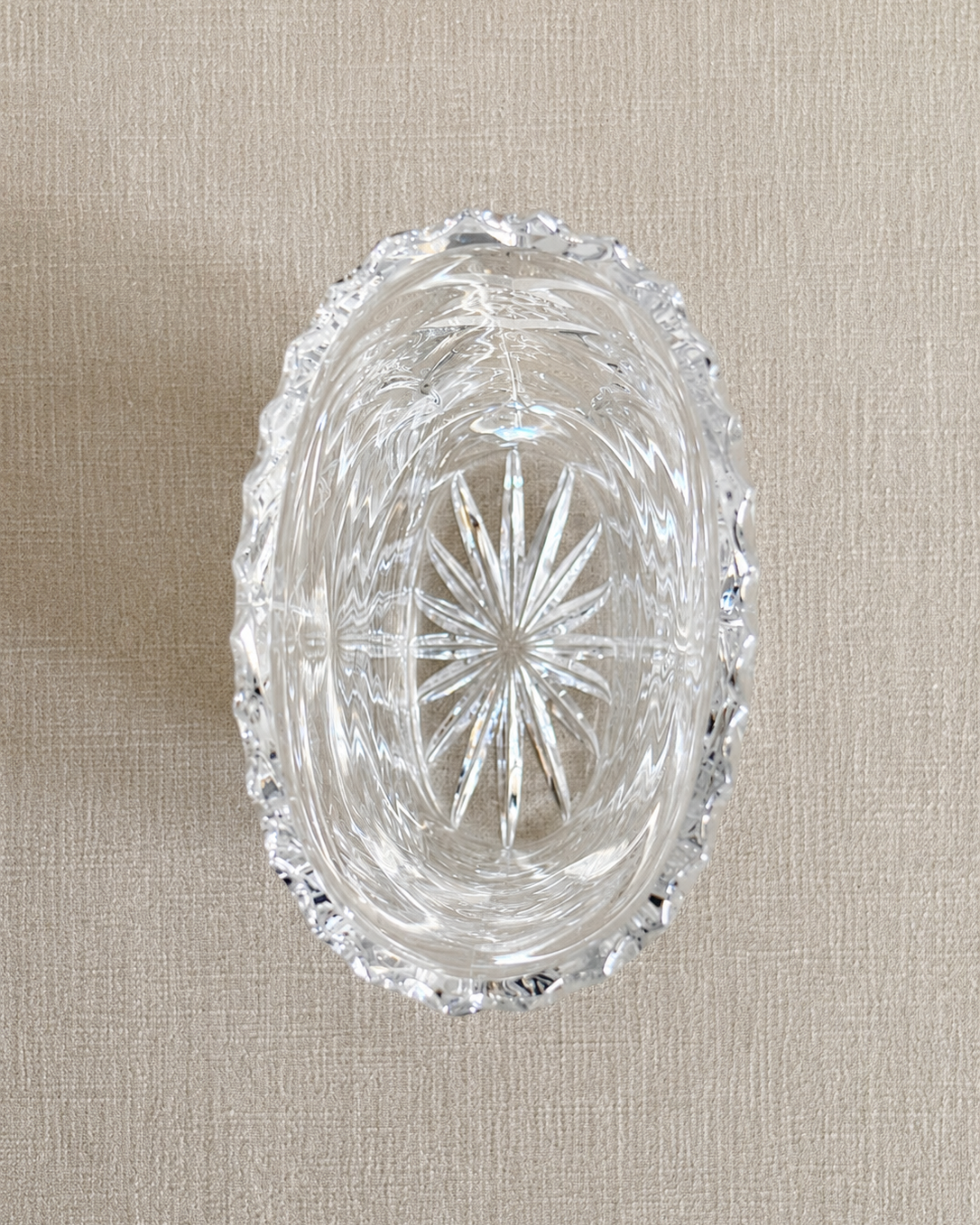 Large Vintage Cut Crystal Floral Vase