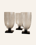 Set of Three Vintage Fostoria Fern Black Stem Goblets