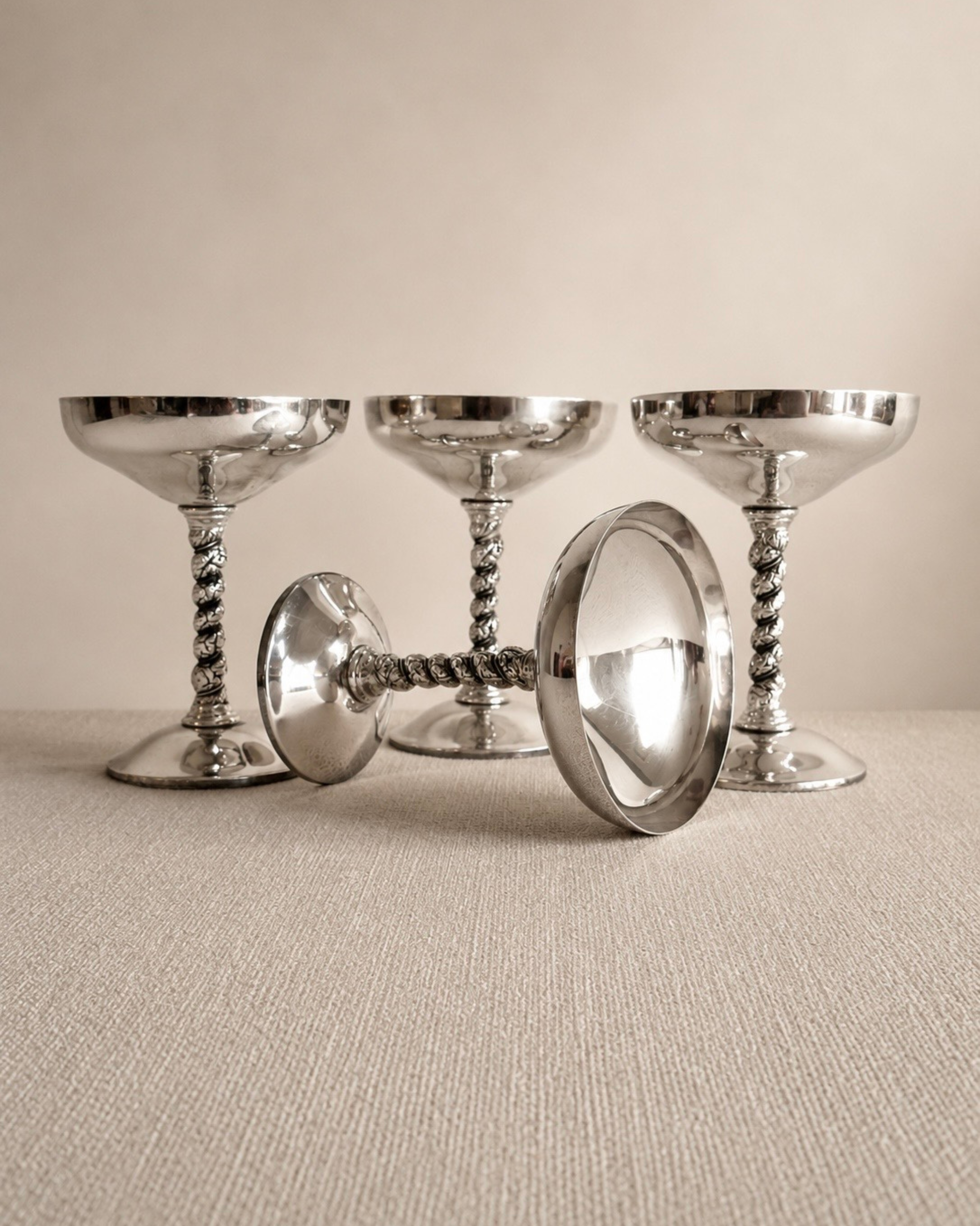 Vintage Spanish Silver-Plated Coupes, Set of Four