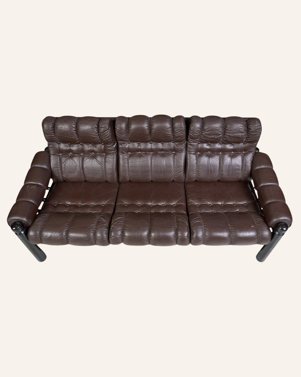 Vintage Danish Tufted Leather Sofa
