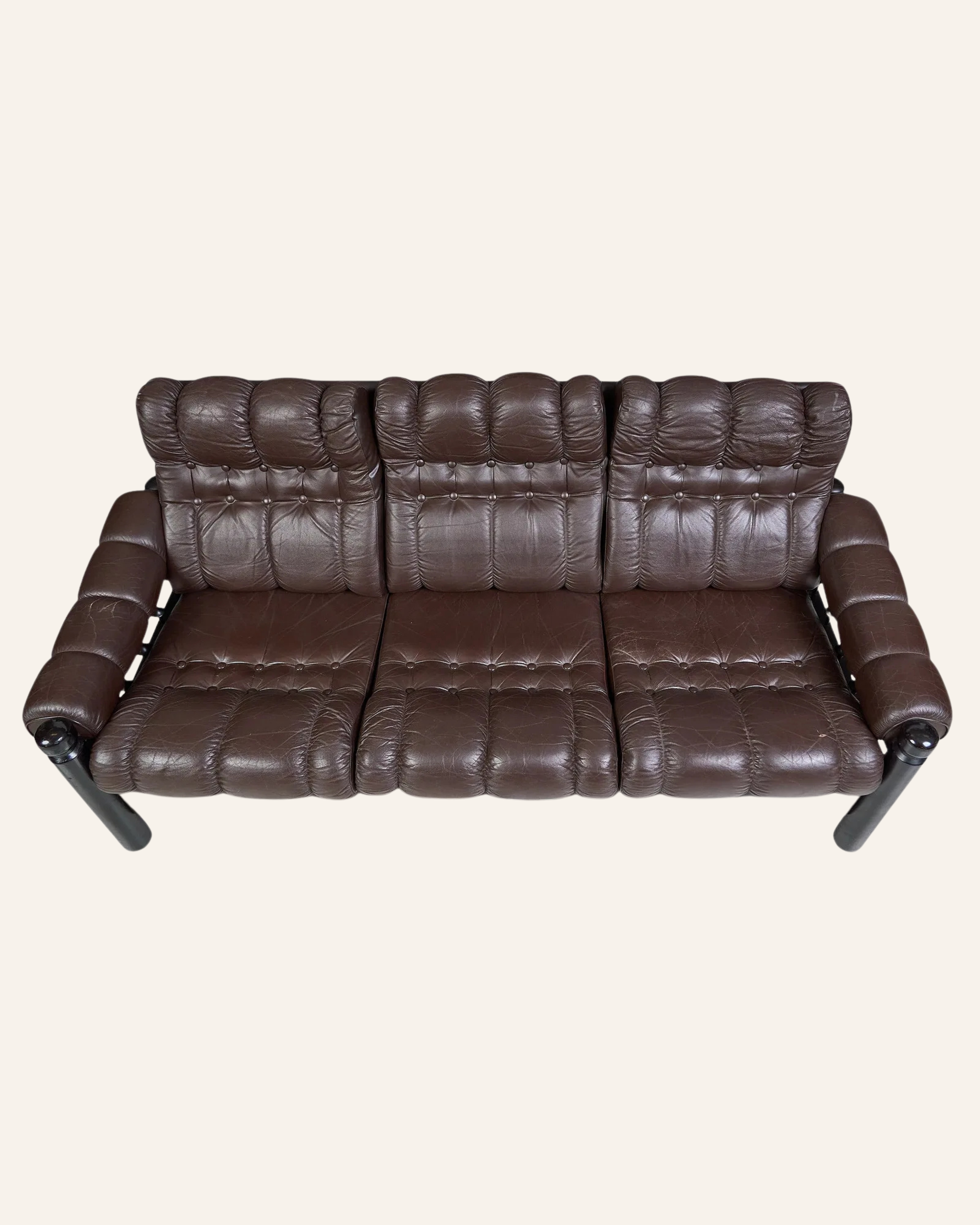 Vintage Danish Tufted Leather Sofa