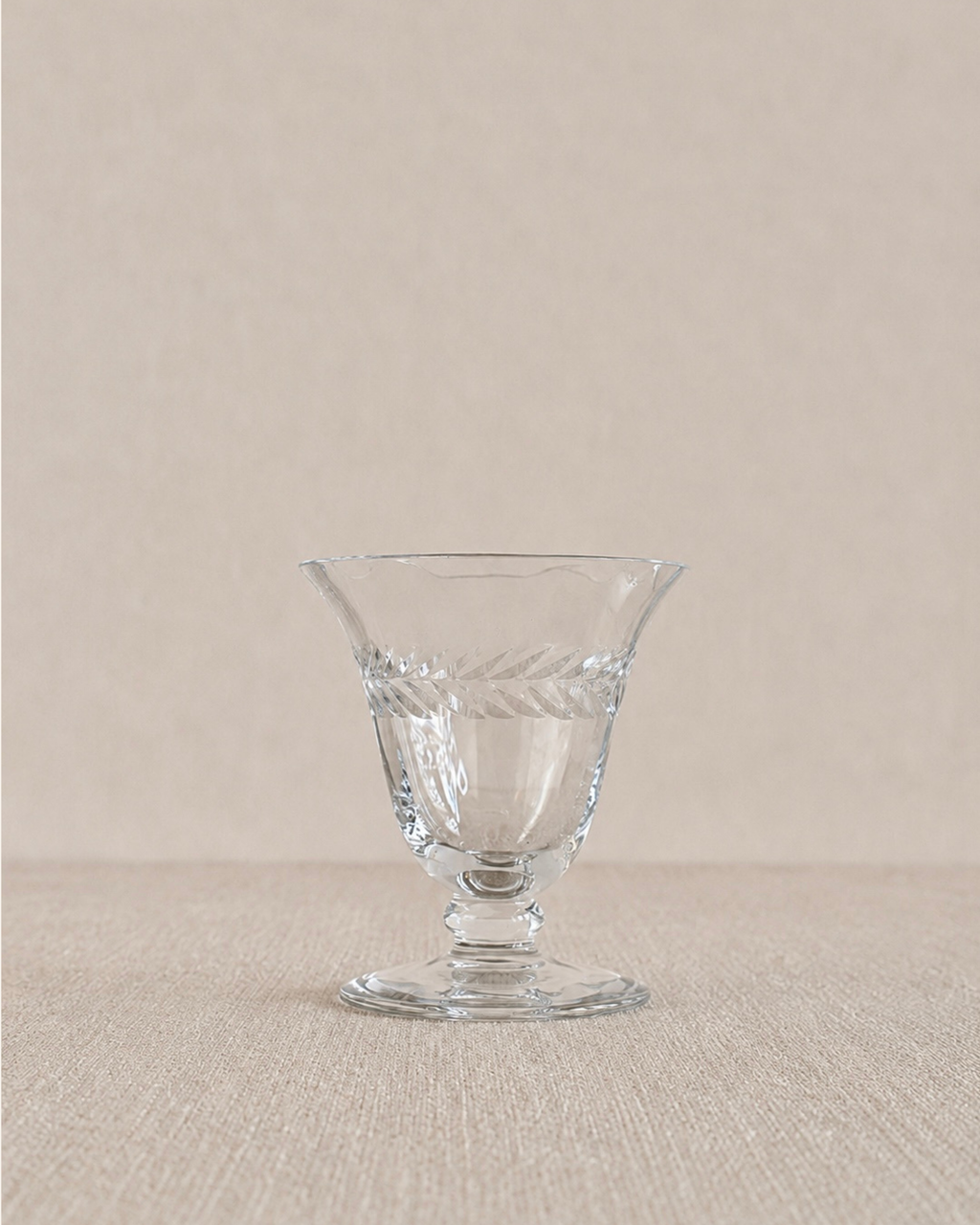 Laurel Leaf Etched Hand-Blown Crystal Glasses, Set of 6