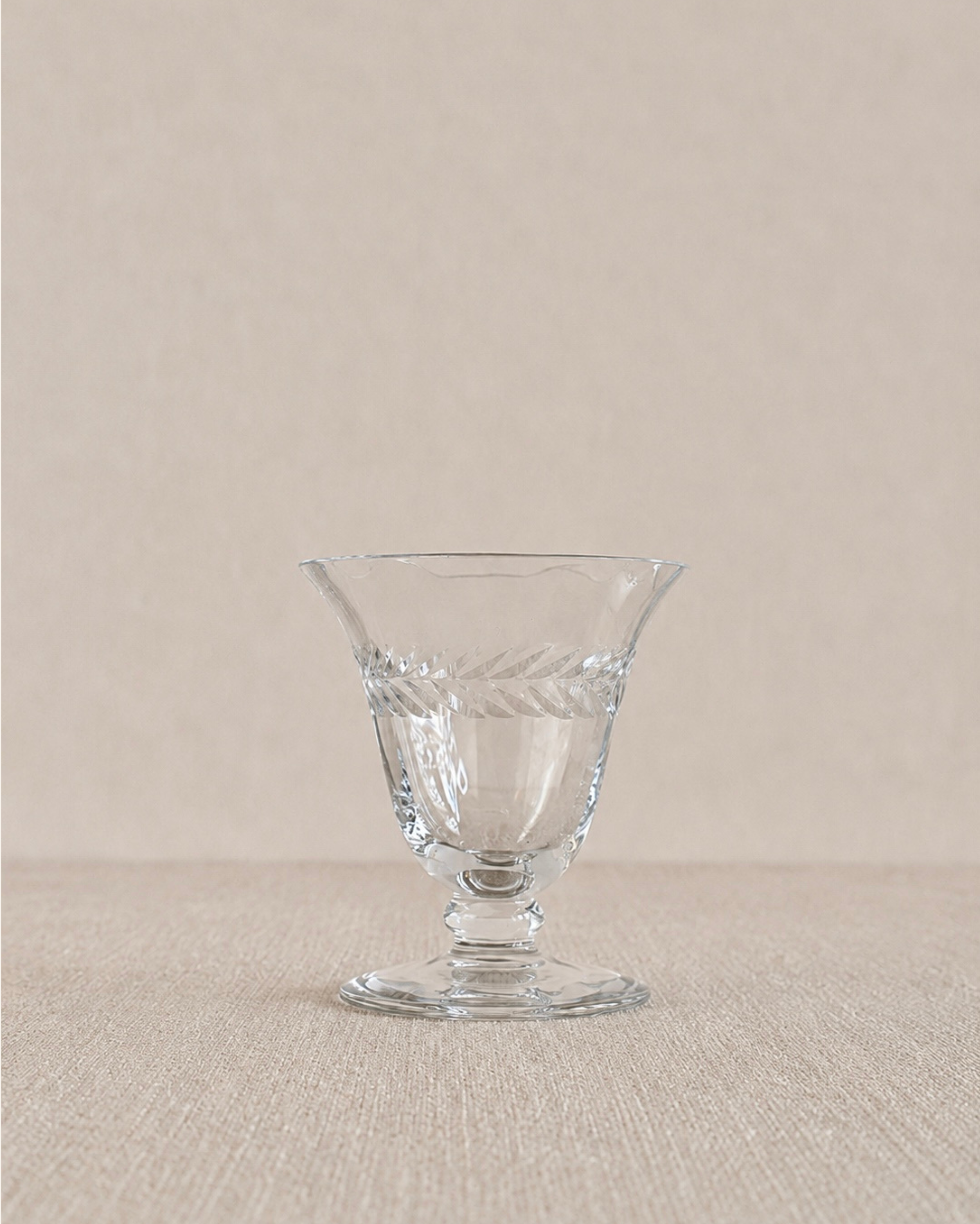 Laurel Leaf Etched Hand-Blown Crystal Glasses, Set of 6
