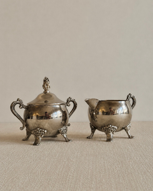 Vintage Silverplate Sugar Bowl & Creamer Set