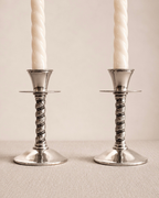 Vintage Spanish Silver-Plated Candlesticks, Set of Two