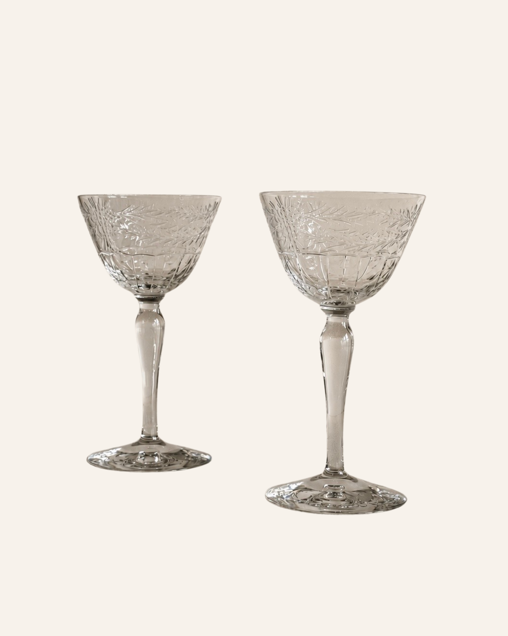 Pair of Vintage Cut Crystal Cocktail Glasses