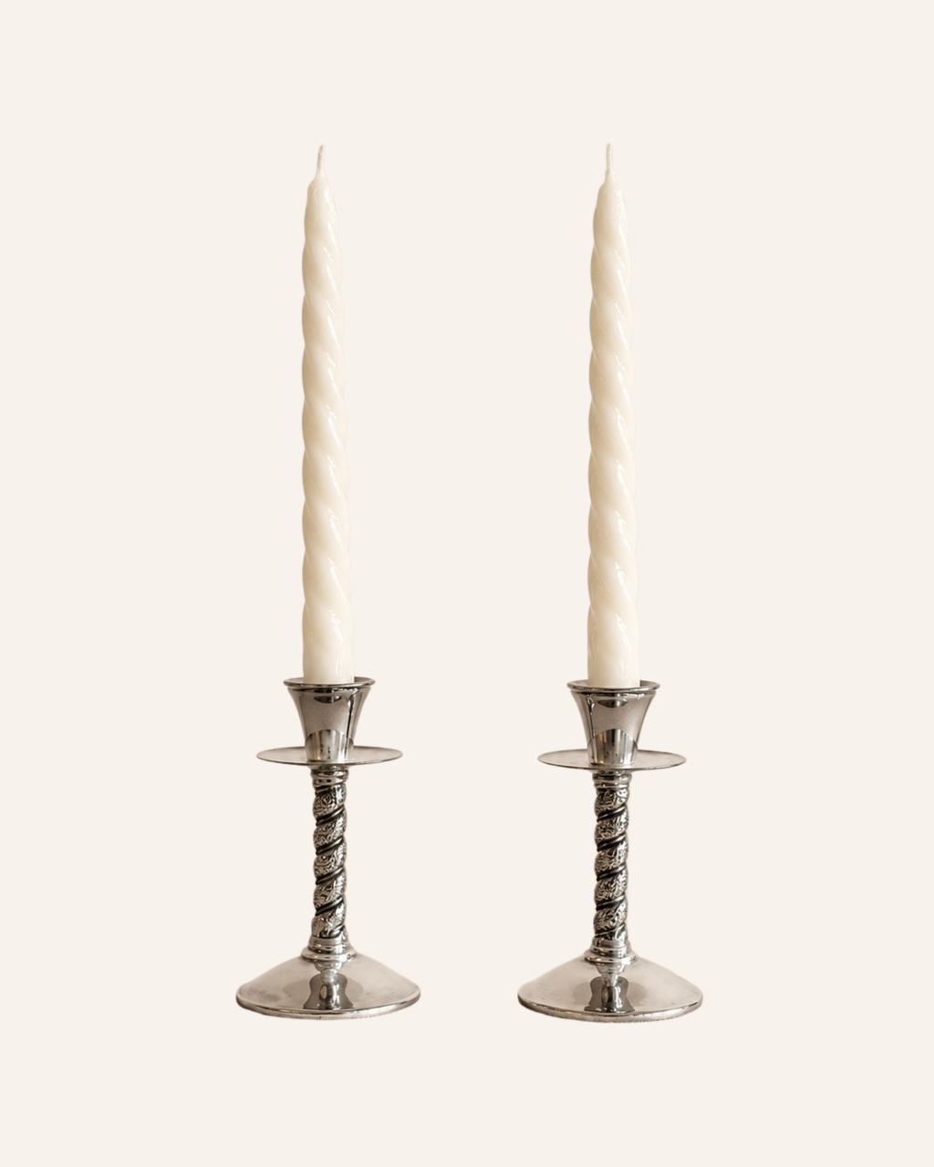 Vintage Spanish Silver-Plated Candlesticks, Set of Two