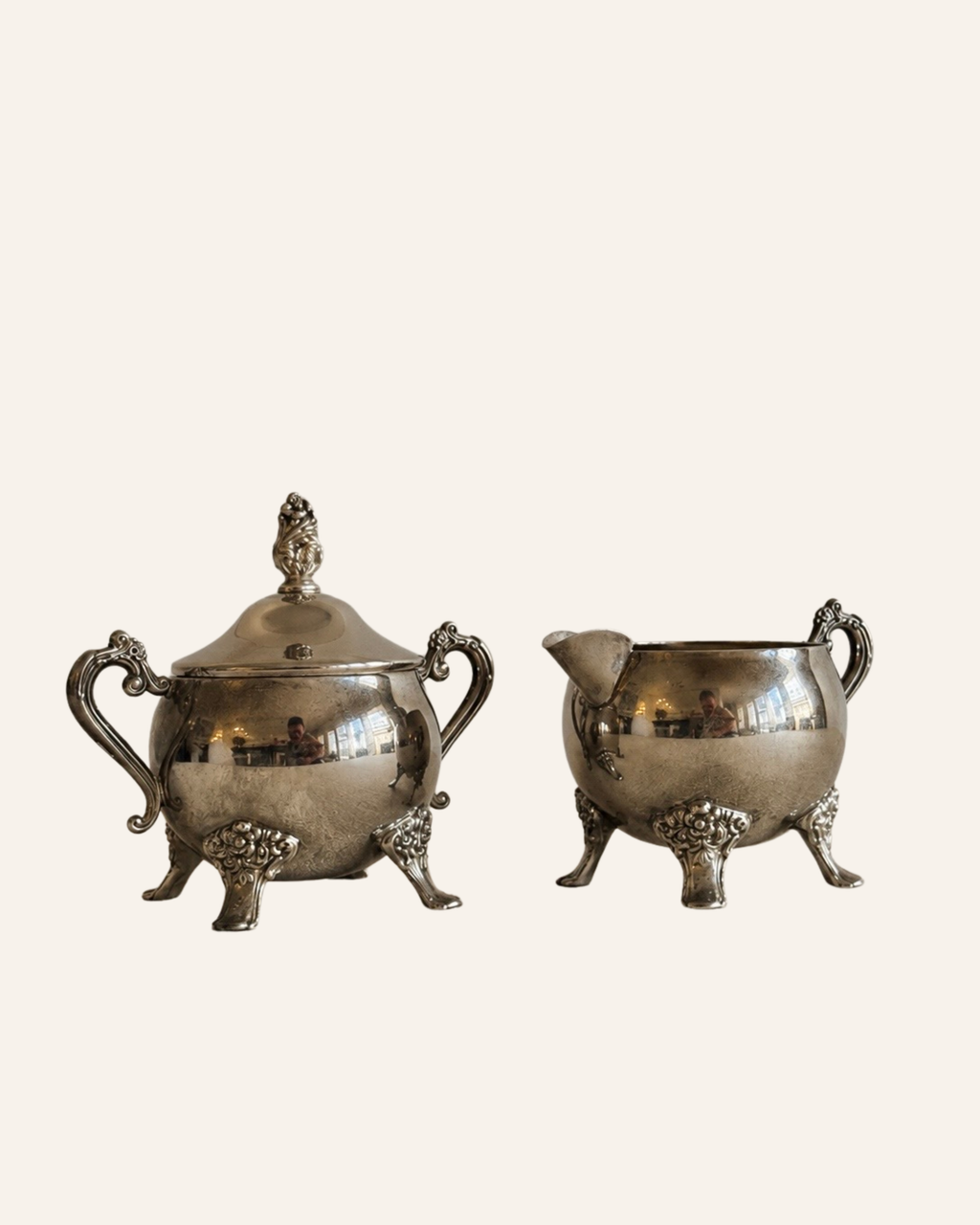 Vintage Silverplate Sugar Bowl & Creamer Set