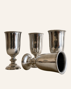 Vintage Pewter Drinking Goblets, Set of Four