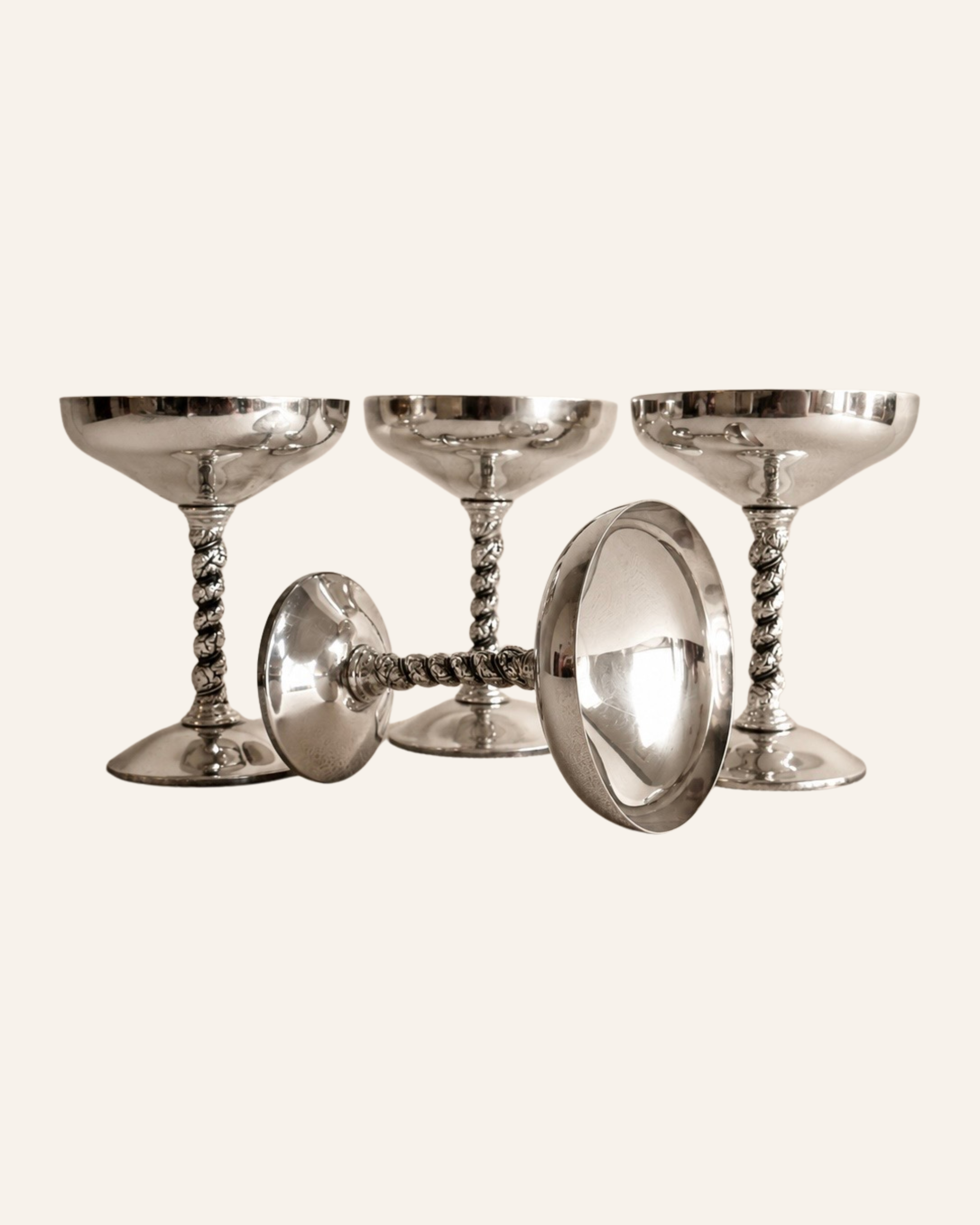 Vintage Spanish Silver-Plated Coupes, Set of Four