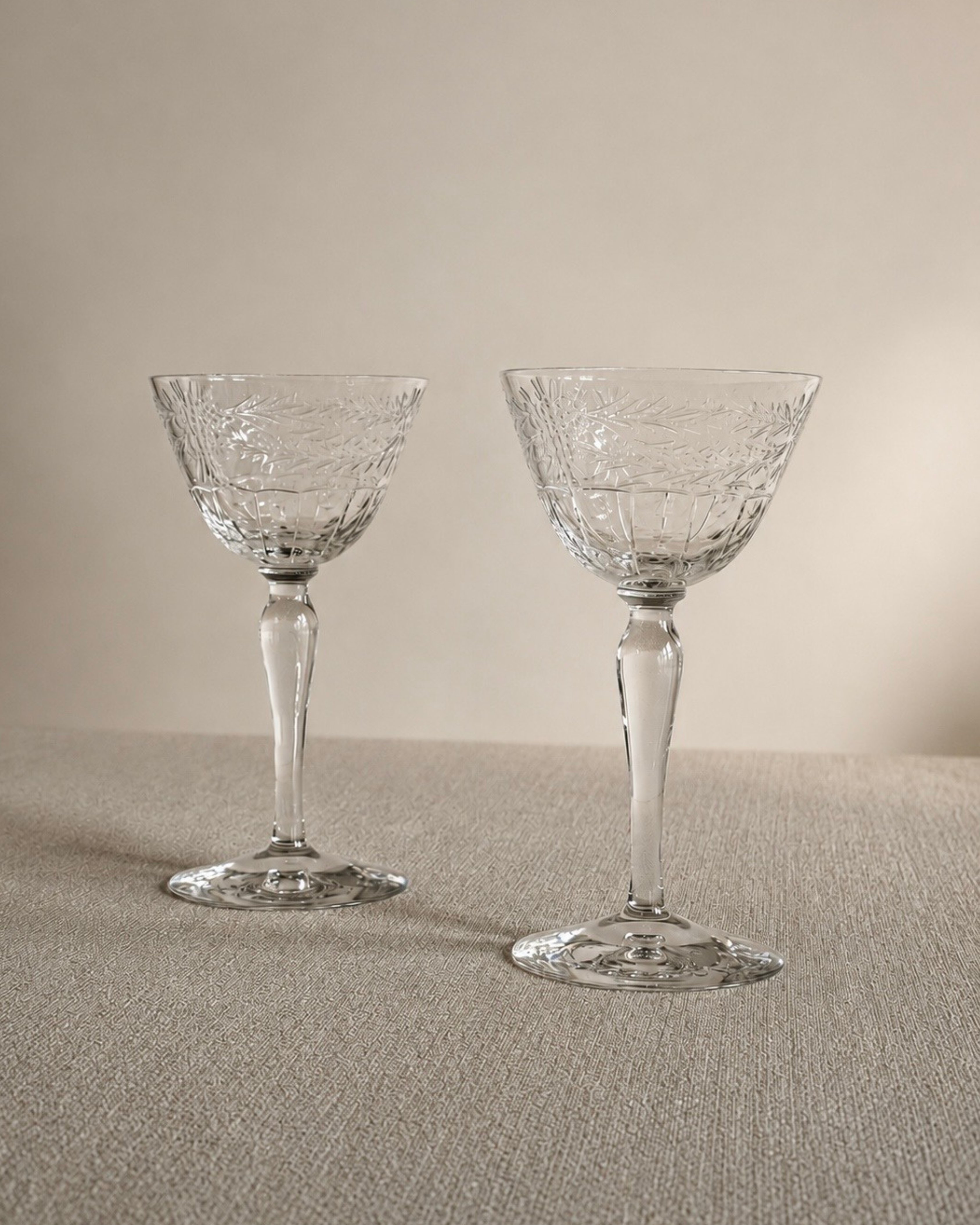 Pair of Vintage Cut Crystal Cocktail Glasses