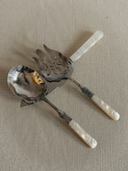 Vintage Mother-of-Pearl Handle Silverplated Serving Set