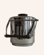 Vintage Italian Stainless Steel & Teak Ice Bucket