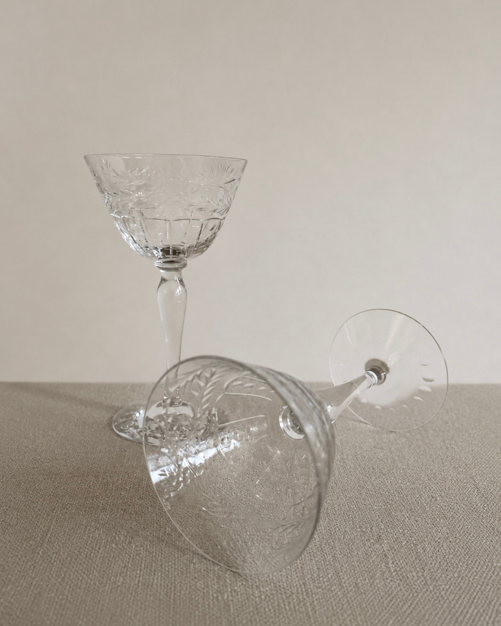 Pair of Vintage Cut Crystal Cocktail Glasses