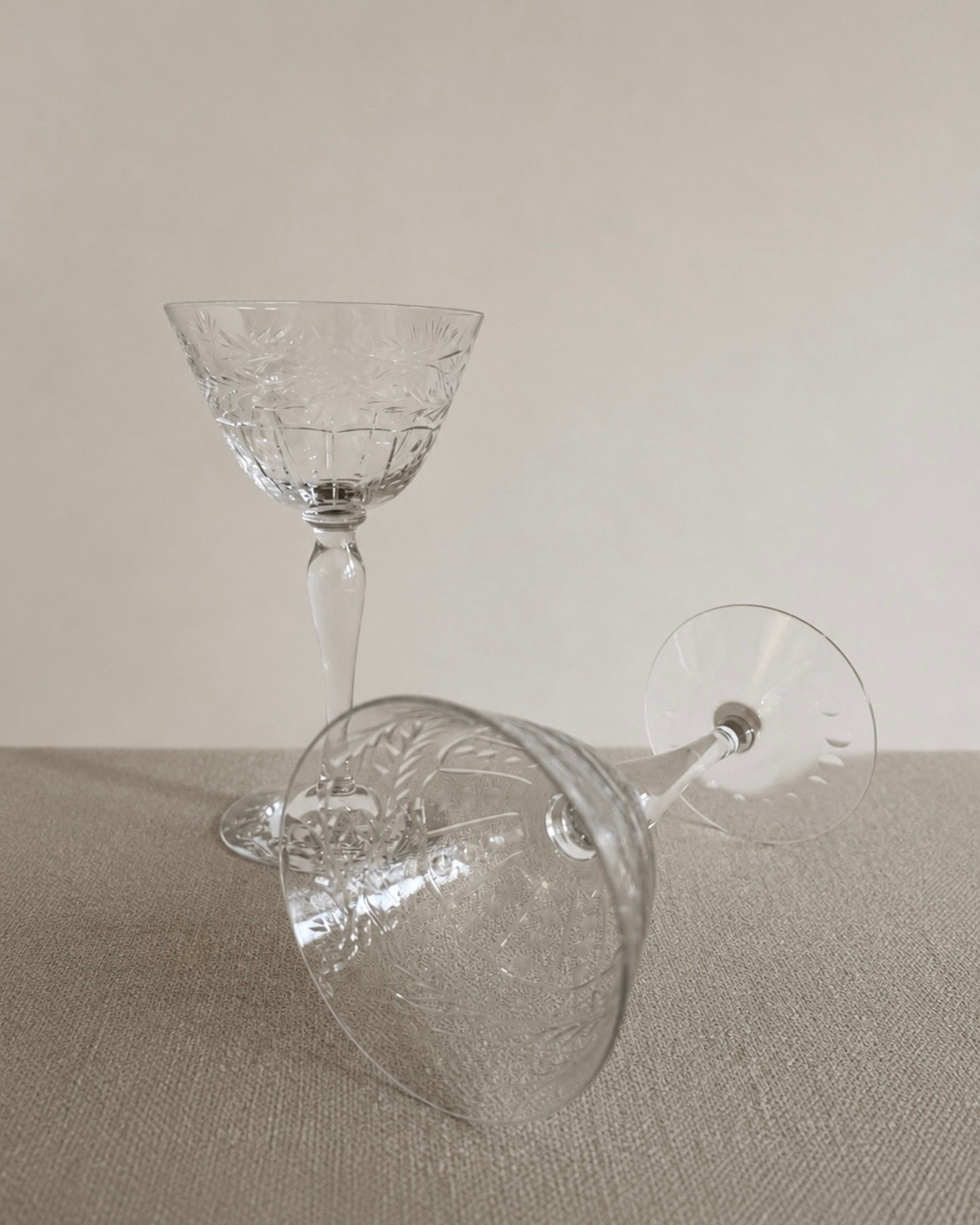 Pair of Vintage Cut Crystal Cocktail Glasses