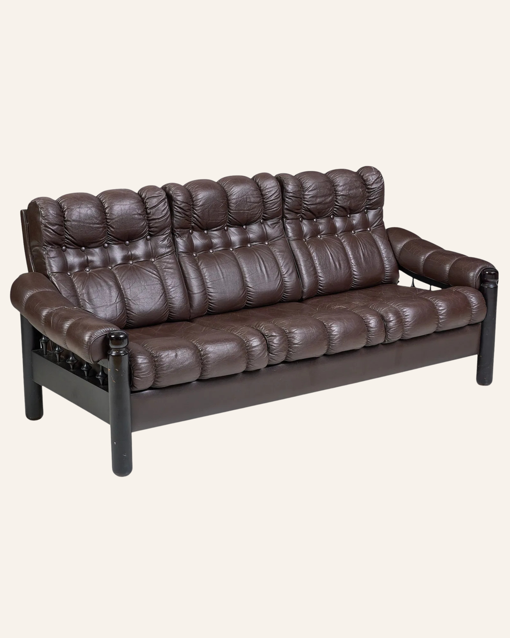 Vintage Danish Tufted Leather Sofa